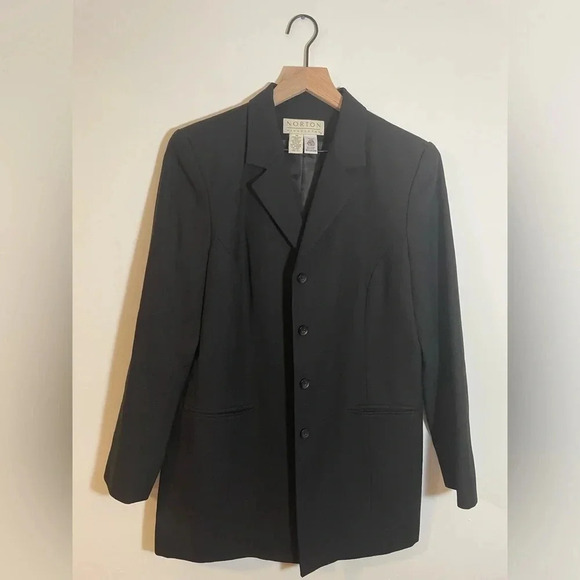 Vintage Norton McNaughton Womens Black Wool Blazer Jacket Size 10 - Picture 7 of 7